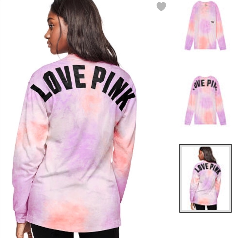 NIP VS PINK CAMPUS LONG SLEEVE TEE PINK TIEDYE